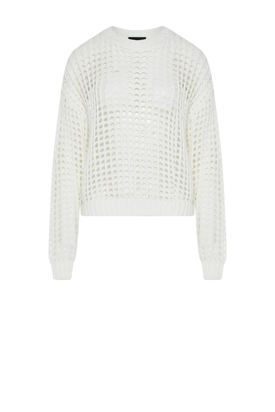 Ażurowy sweter off white z bawełny