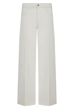 Beżowe jeansy z szeroką nogawką