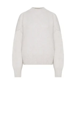Beżowy sweter z wełną merynosową i bawełną