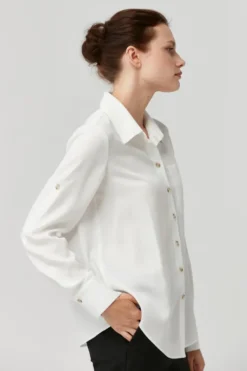 Biała koszula z lyocellu
