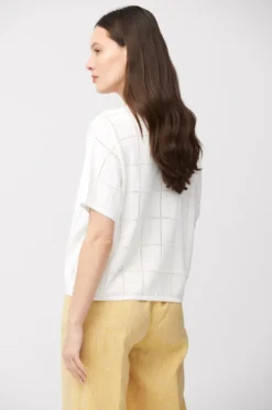 Bluzka off white z lyocellem i jedwabiem