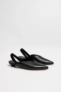 Czarne skórzane buty sling back