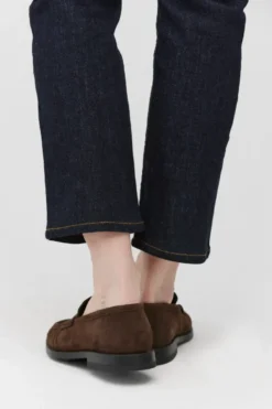Czekoladowe loafersy ze skóry zamszowej