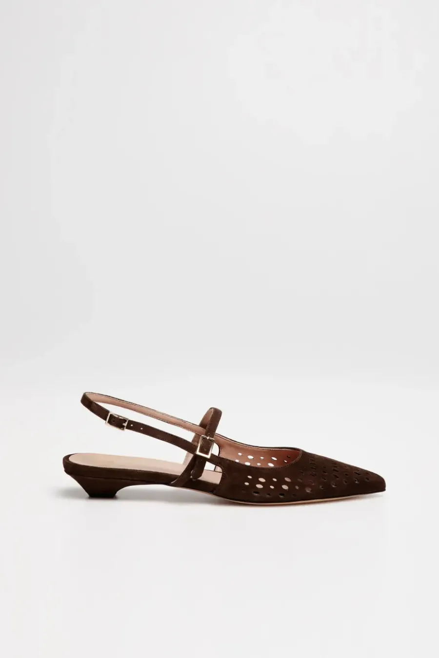 Czekoladowe skórzane buty sling back