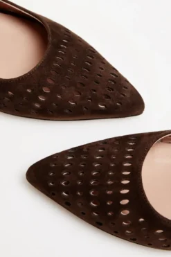 Czekoladowe skórzane buty sling back