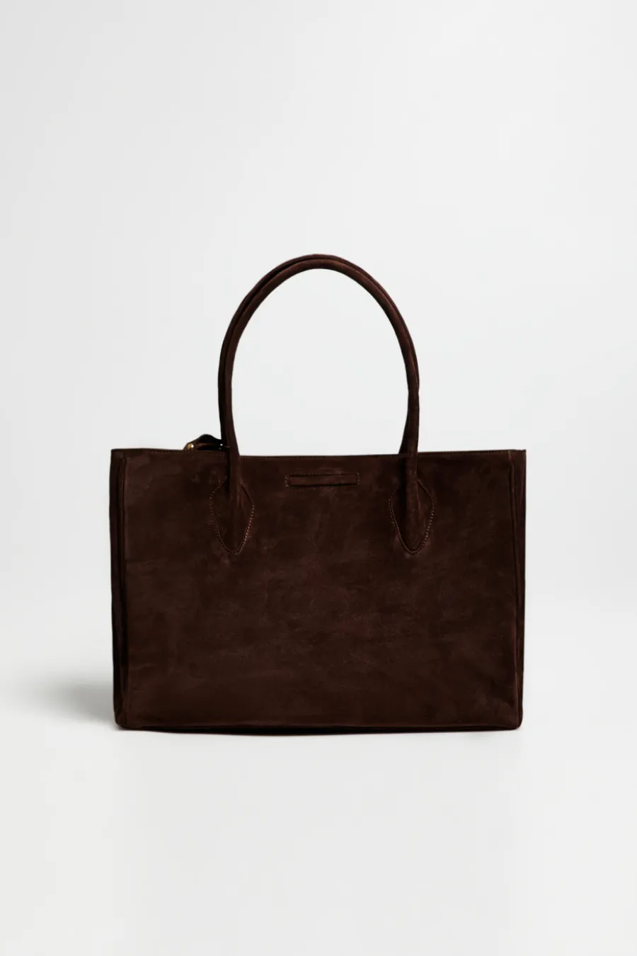 Duża brązowa torba shopper ze skóry zamszowej