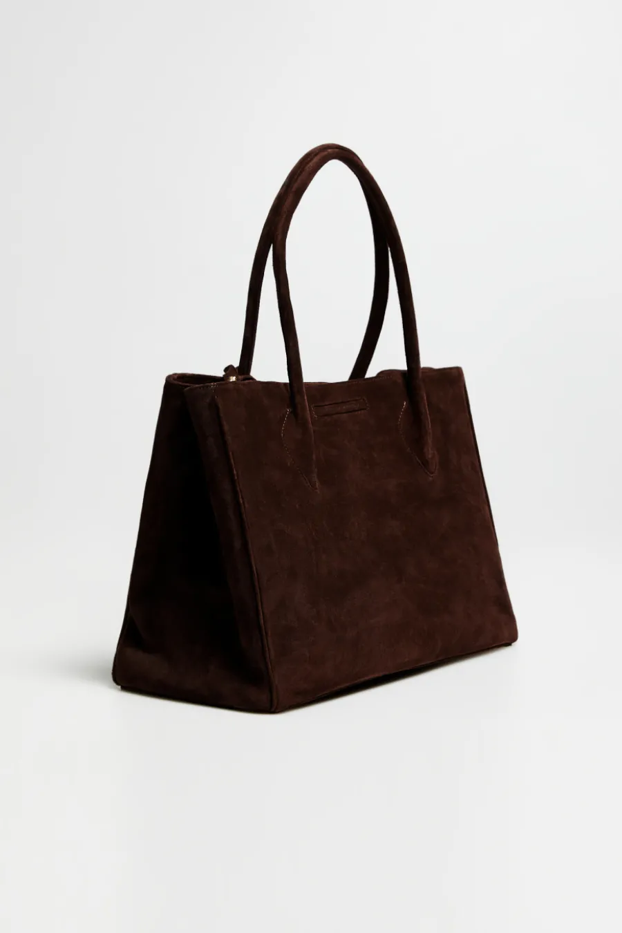 Duża brązowa torba shopper ze skóry zamszowej