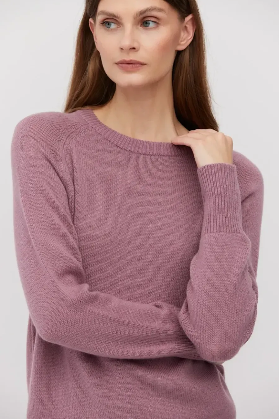 Fioletowy sweter z kaszmirem i wełną merino