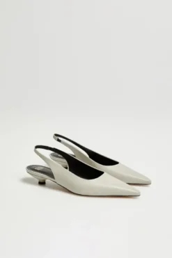 Jasnozielone skórzane buty slingback