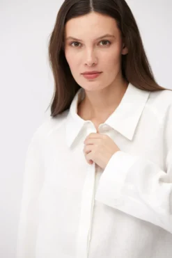 Krótka koszula off white z lnu
