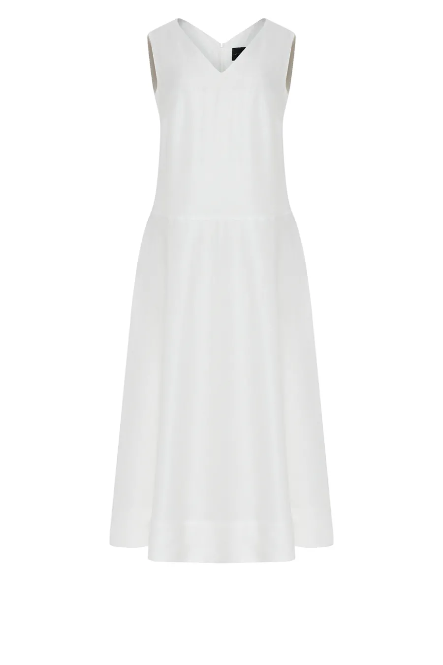 Lniana sukienka midi w kolorze off white