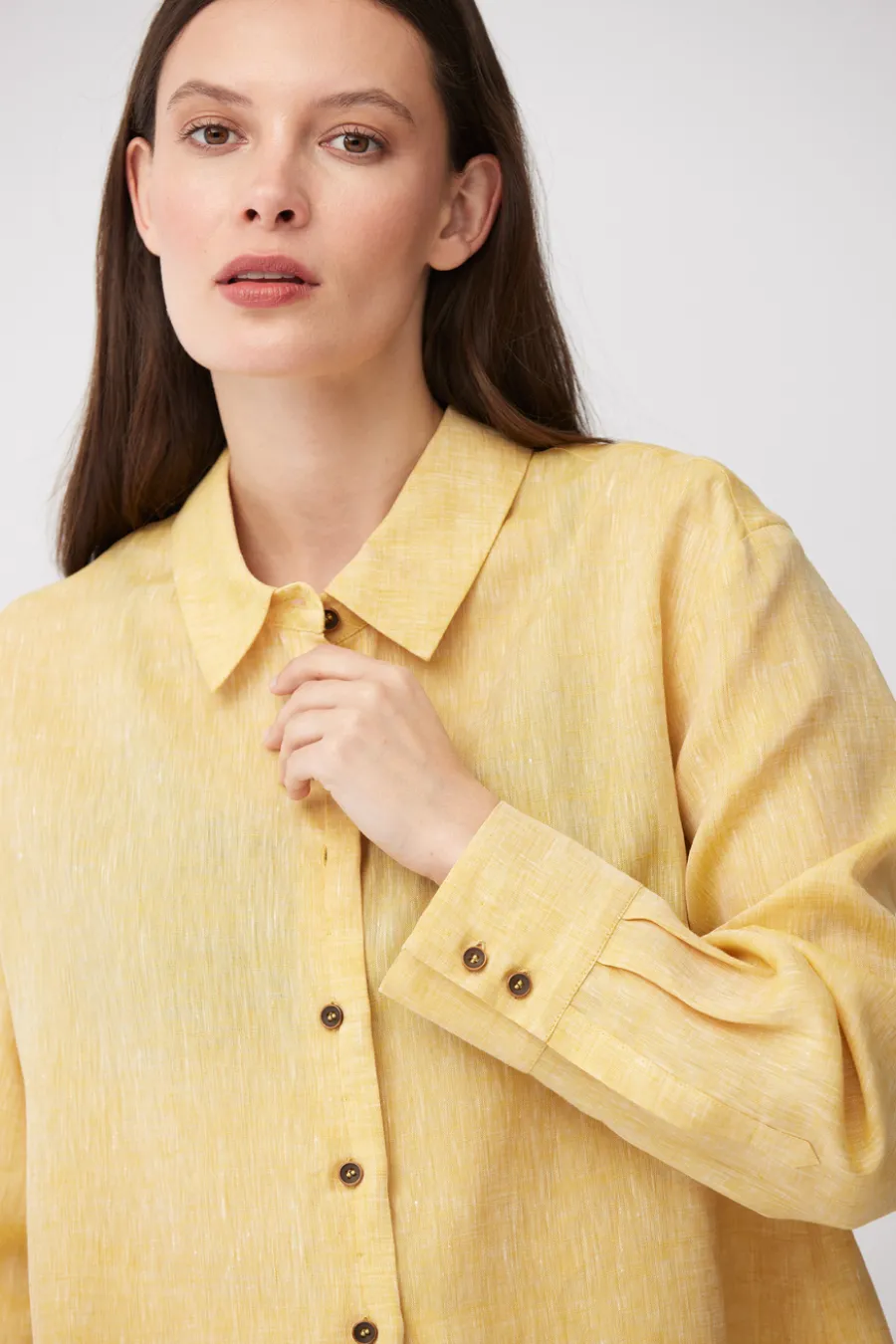 Luźna żółta koszula z lnu