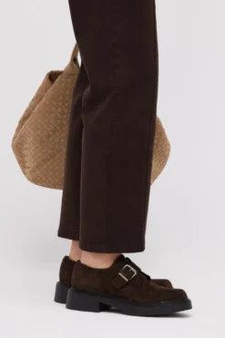 Monk shoes z brązowej skóry zamszowej