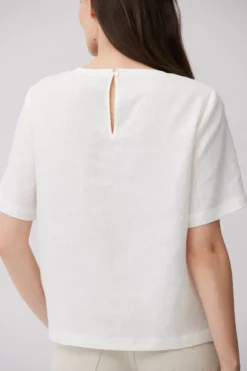 Pudełkowa bluzka off white z lnu