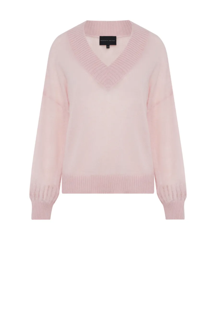 Pudrowo różowy sweter z wełną baby suri alpaki